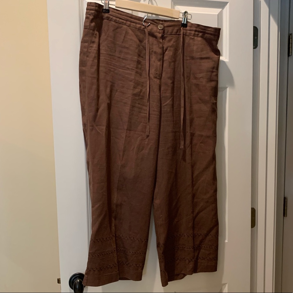XL 100% Linen Pants Brown Multiple Soft